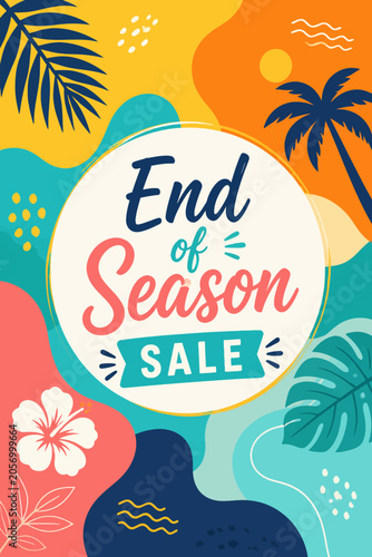 Tropical Summer End of Season Sale Vector Illustration Banner Design