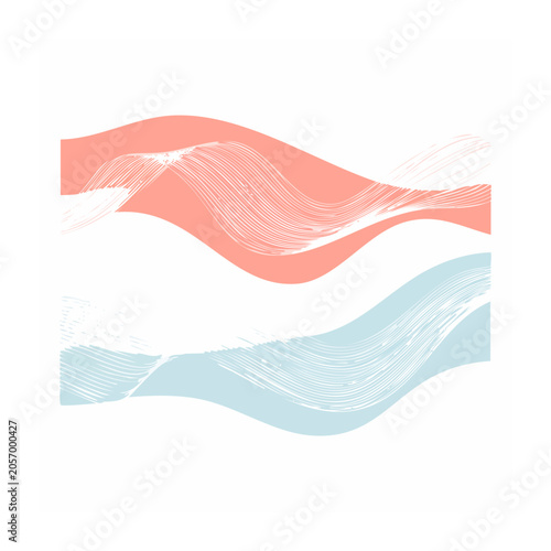 Wavy red and blue ribbon flat design