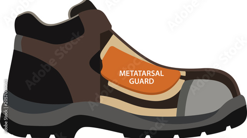 Schilderij op canvas Industrial Safety Boot with Metatarsal Guard Cutaway View