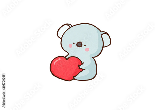 Photography Cute koala holding a big heart mark with both hands, love or appreciation concep