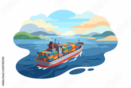 Fotografia Logistics Container Ship Transporting Goods in the Open Sea