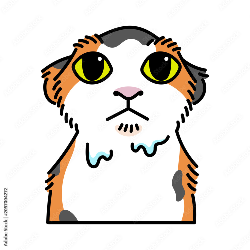 Naklejka premium Funny Wide-Eyed Shocked Cat Cartoon Vector Illustraton Meme Sticker