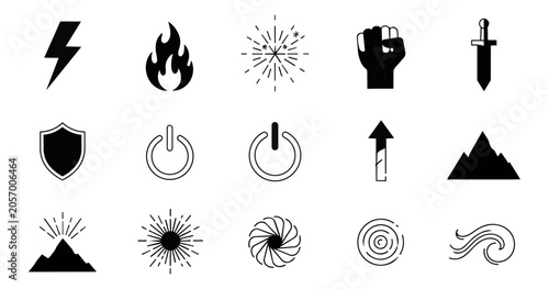 Minimalist icon set white symbols technology digital interface