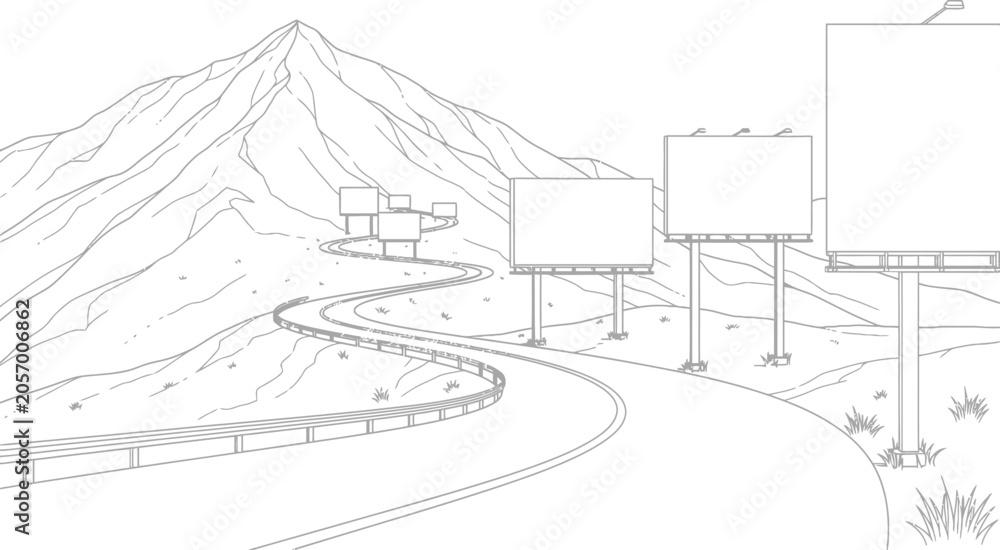 Fototapeta premium Simple black and white line drawing of a suburban house