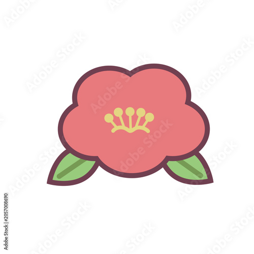 椿のアイコン（主線あり）