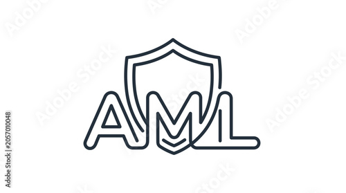 Anti-money laundering AML typography icon with security shield.