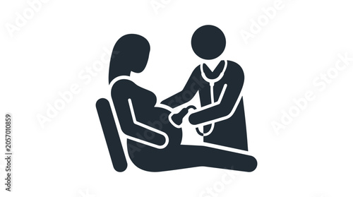 Canvastavla Doctor performs a routine ultrasound examination on a pregnant woman during a prenatal checkup