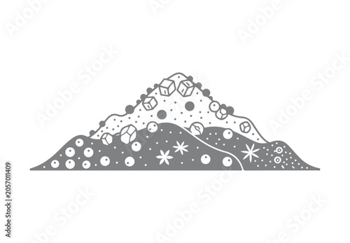 Illustration of salt, pepper, and spices in a hand-drawn style. Vector depiction of a salt hill. Icon for spices.