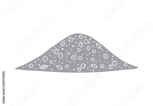 Hand-drawn salt, pepper, and spices. A vector image showing a mound of salt. Spice icon.