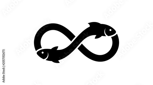 Foto Fish swimming in an infinity loop creates a balanced symbol of eternal movement and marine life