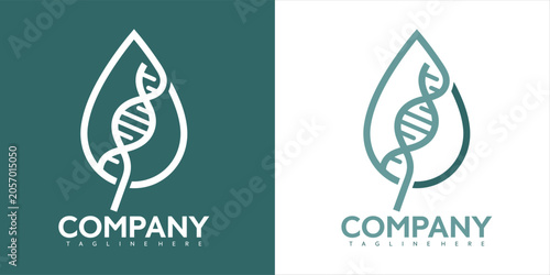 A stylized leaf with DNA double helix inside is displayed on a company logo.
