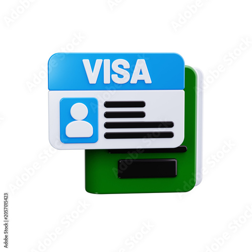 Passport & Visa 3d render icons