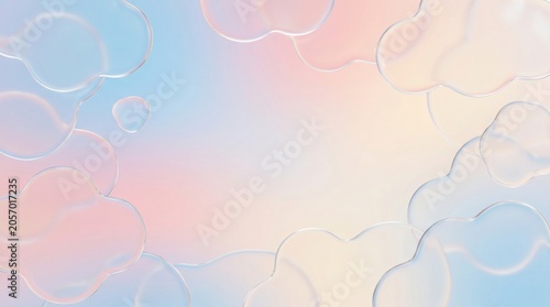 Pastel Bubble Cloud Background With Soft Blue Pink Gradient and Rounded Line Shapes