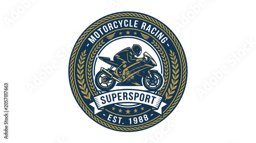 Obraz na plátně Motorcycle Racing Supersport Emblem - Vintage Style