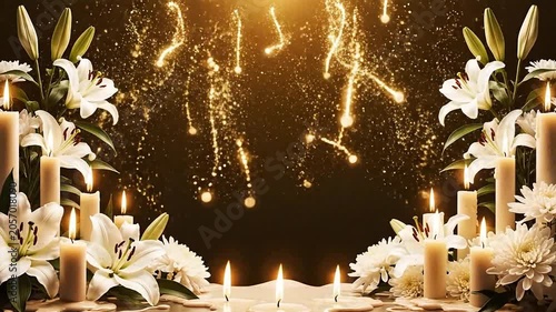Elegant Memorial Service with Lilies and Candles.