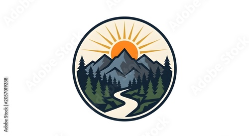 Circular Geometric Outdoor Adventure Badge
