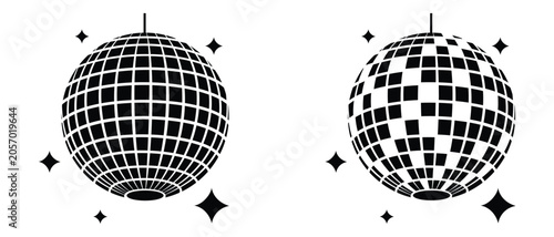 Bild auf Leinwand Disco ball or mirror ball icon symbol with star