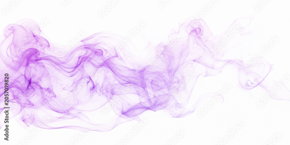 Fototapeta premium Abstract purple smoke waves flowing on white background with smooth colorful motion and swirling abstract design