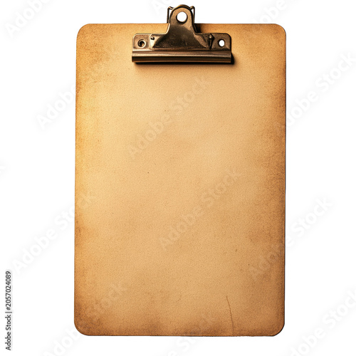 Blank vintage wooden clipboard as transparent cutout