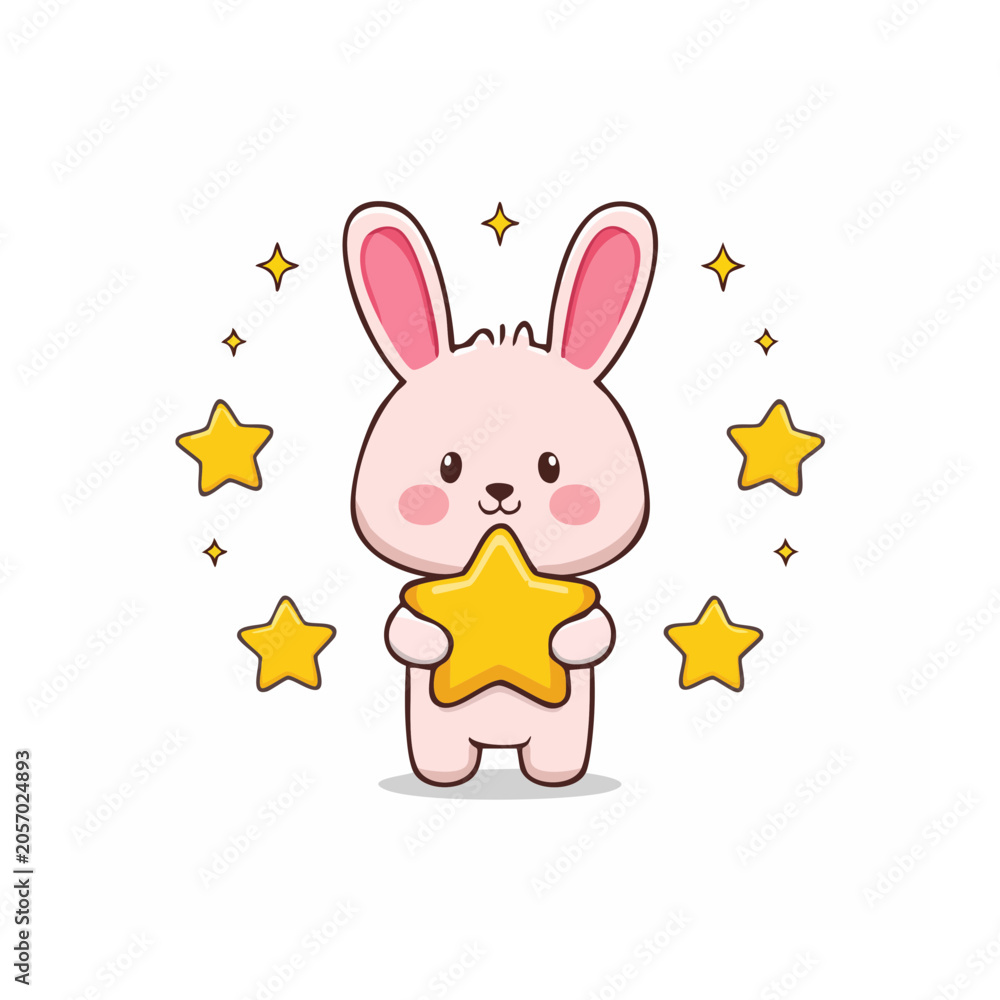 Fototapeta premium Cartoon pig with star and ribbon isolated