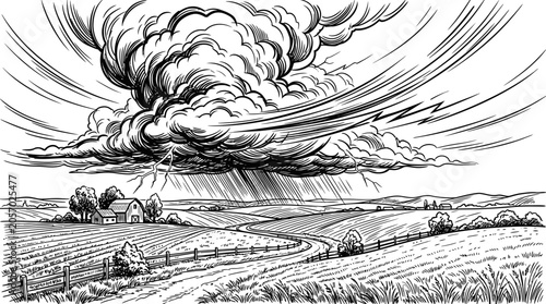 Bild auf Leinwand Tornado Cloud Stormy Weather Conditions.