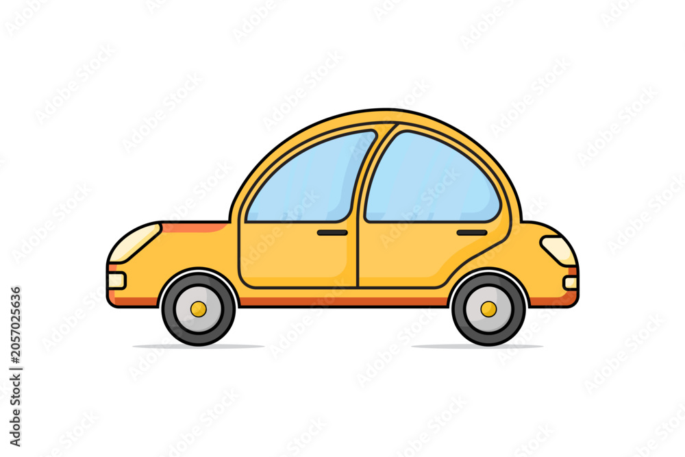 Fototapeta premium Car side view flat illustration on white background