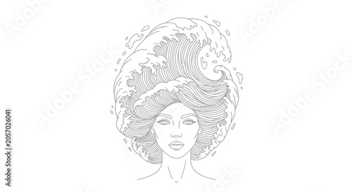 Fotografia Woman with big curly hair portrait.