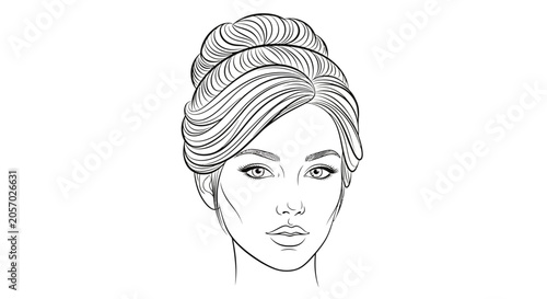 Fotografia Woman with stylish hair bun portrait.