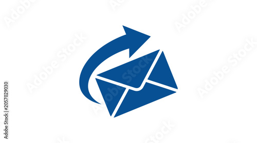 Obraz na plátně Blue Envelope with Arrow Icon.