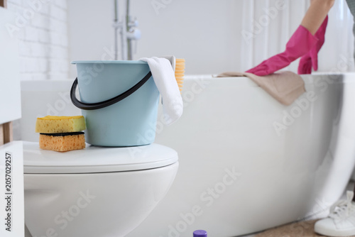 Bathroom cleaning supplies ...