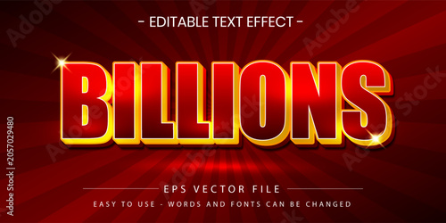 Quadro em tela Luxury gold billions 3D text effect editable vector
