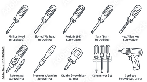Konstfotografi Collection of Screwdrivers and Driver Set - Hand Tools for Repair and DIY
