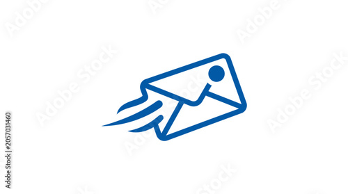 Fotografie Flying Blue Envelope Icon Symbol.