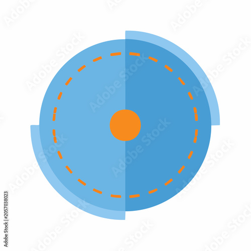 Abstract Circular Design with Orange Dot and Dashed Line