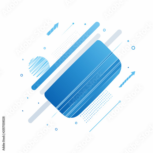 Abstract Blue Geometric Shapes with Arrows and Dots