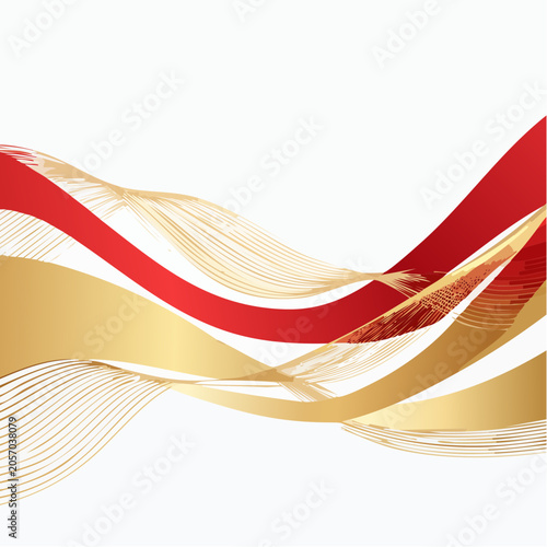Abstract Red and Gold Wavy Lines Background