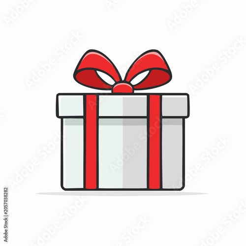 Gift Box with Red Ribbon and Bow