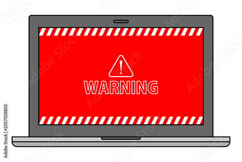 「WARNING」表示のノートパソコン画面 ワンクリック詐欺・架空請求のイメージ