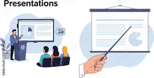 Presentations involve speakers and audiences.