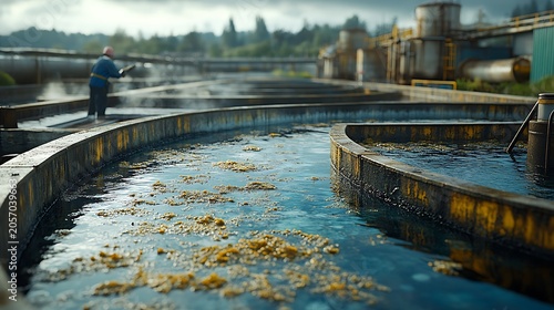 Industrial wastewater treatment facility processing water