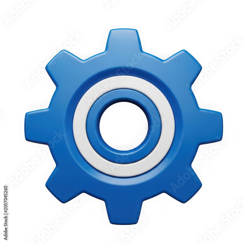 Blue Gear Icon with Circular Center for Modern Design Projects transparent background