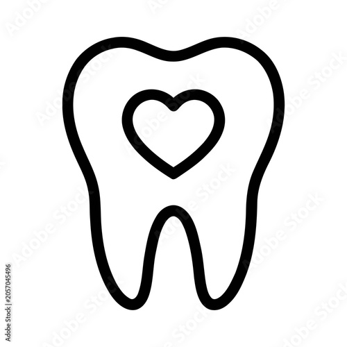 Outline Simple Tooth With Heart Shape Symbol Icon Graphic