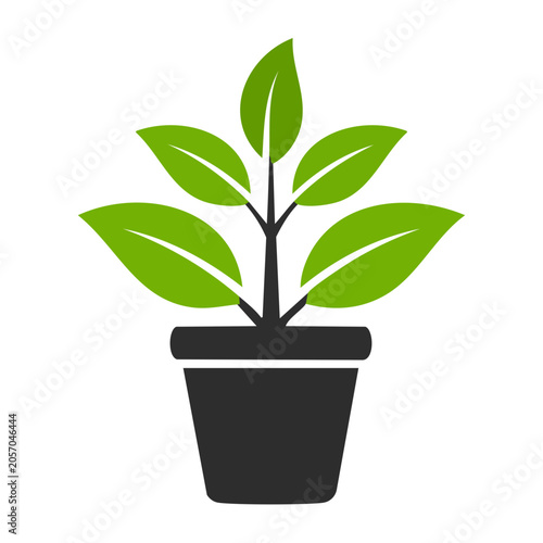 Minimalist green plant icon isolated