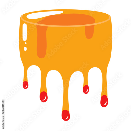 Orange paint bucket with red handle 3D render