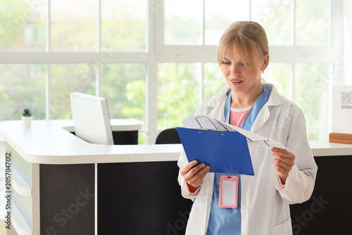 Young female doctor or medi...