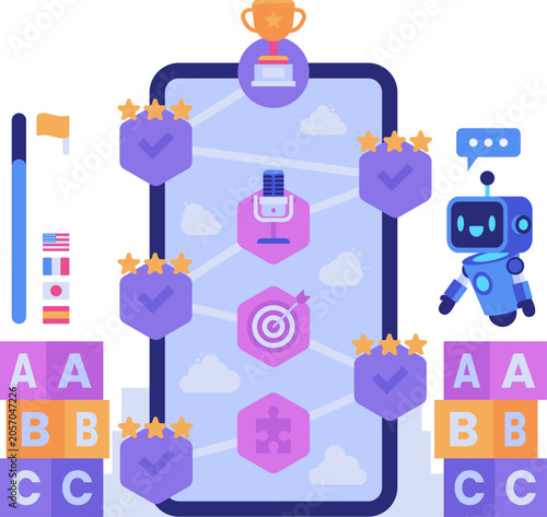 Language Learning App with AI Robot and Gamified Path