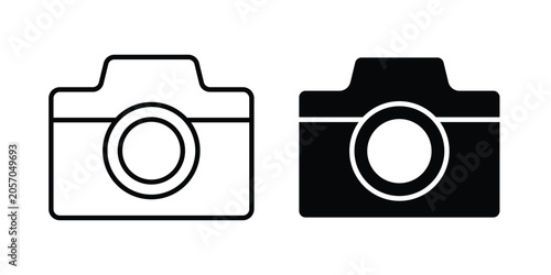 Photo Camera icon fill and line concepts
