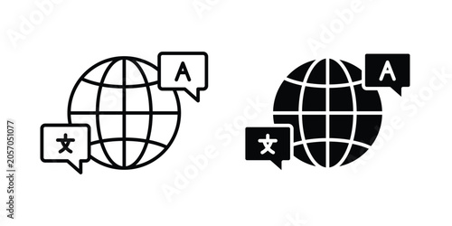 Photos Translate icon fill and line concepts