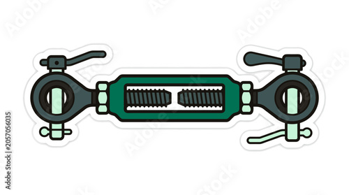 Fotografie Adjustable steel turnbuckle link for mechanical tensioning.