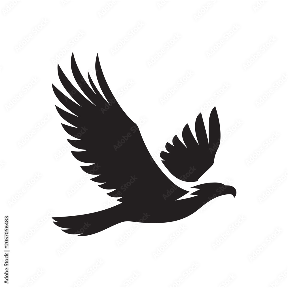 Fototapeta premium Eagle diving vector silhouette line art concept logo design idea illustration 